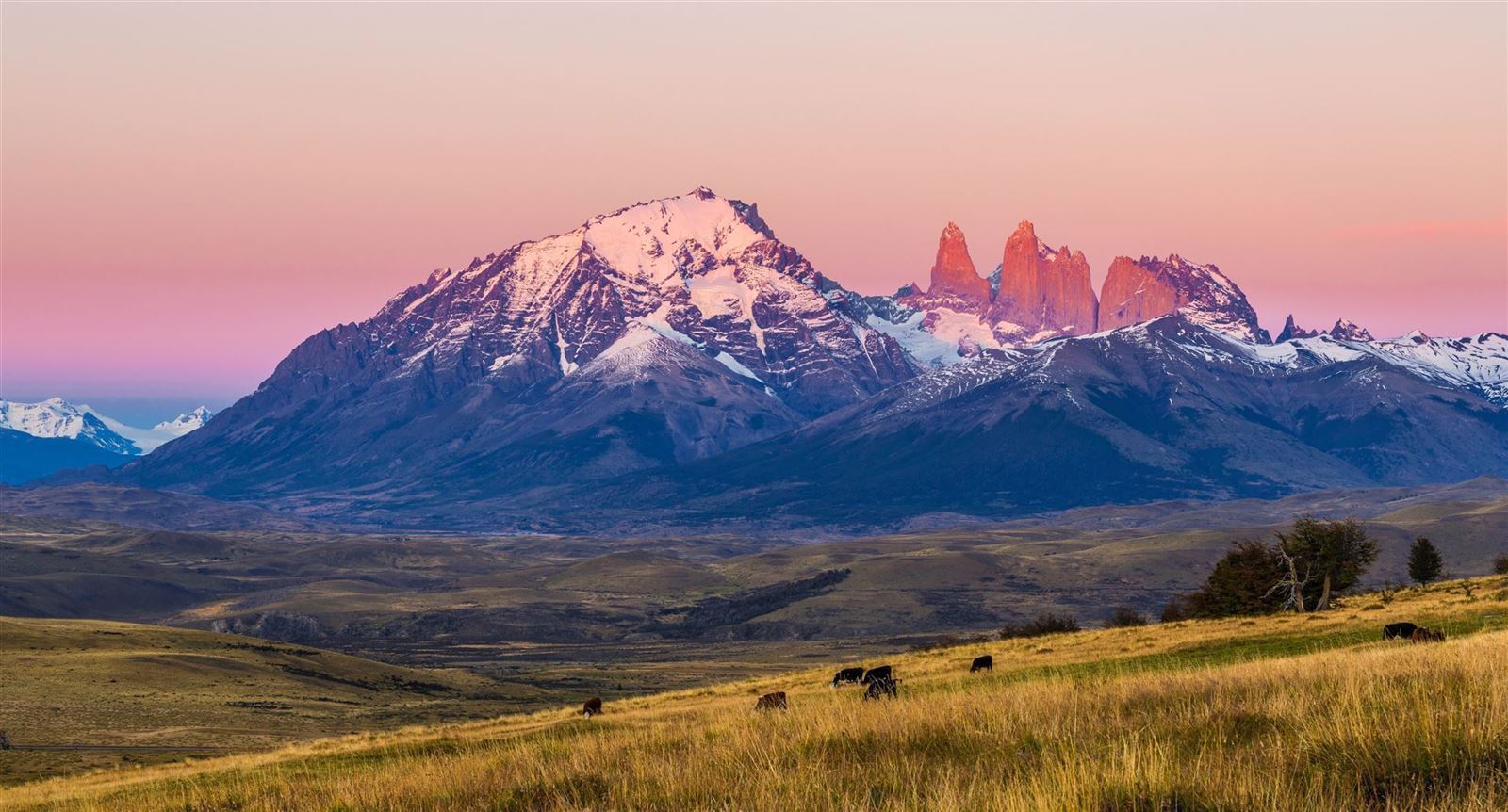 Torres sel Paine Nationalpark im Sonnenuntergang